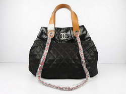 Replica Chanel Large Tote Bag Black Lambskin Leather 50133 On Sale